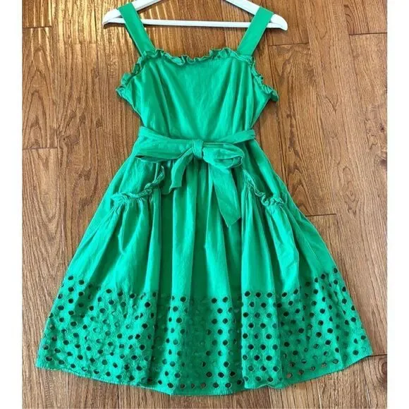 Vince Camuto green eyelet ruffle sun dress size 2p - Picture 3 of 11